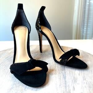 Alexandre Birman Clarita Black Suede Bow Sequin Stiletto Heels EU 38 US 8